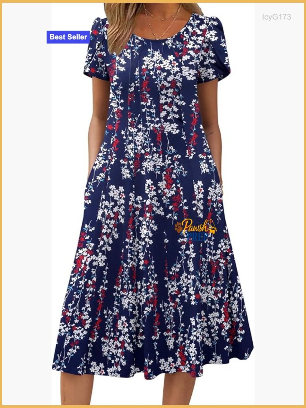 Short Sleeve Flare Midi Dress Loose Flowy Casual Summer Beach Sundress